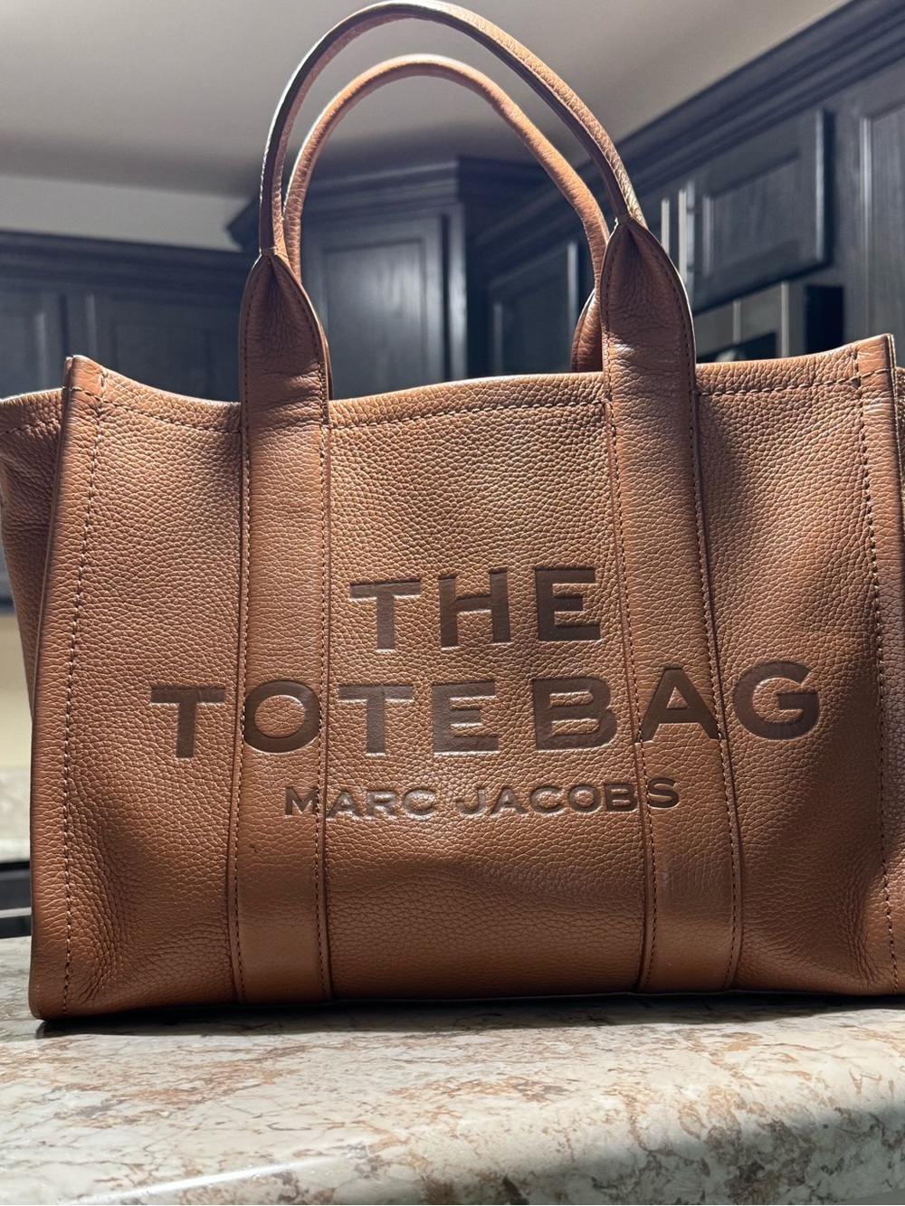 Marc Jacobs Pebbled Leather Tote in Cognac Brown - Includes Bonus Strap